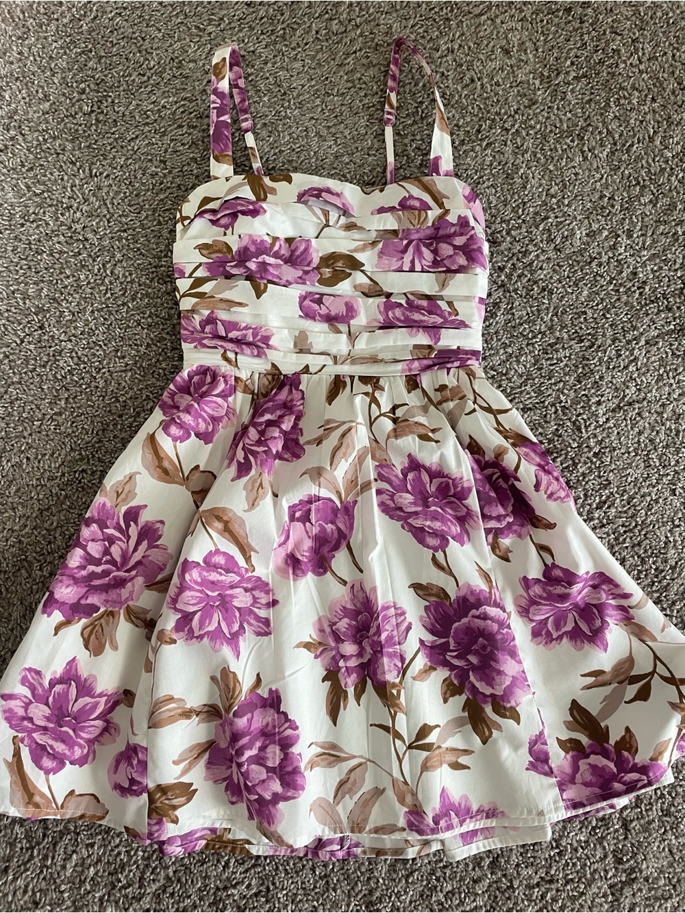 Abercrombie White Mini Dress with Purple Floral XS